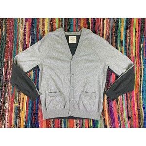 Five Four Nick Wooster Mens Medium 38-40 Cardigan Sweater Gray Dark Gray Cotton